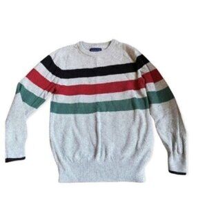 Christmas Children’s Holiday Sweater Red, Green, Gray Color Striped Unisex S 6/7